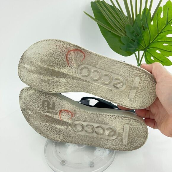 Ecco Women's Flowt Sandal Size 42 11 Strappy Wedge Platform BlackLeather - Picture 8 of 12